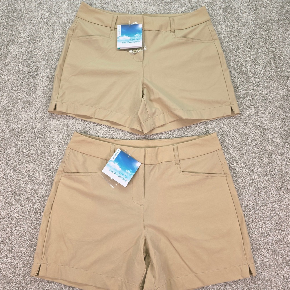 Willit Womens Golf Shorts Khaki UPF 50+ Sun Protection Hiking Size 4 Lot of 2
